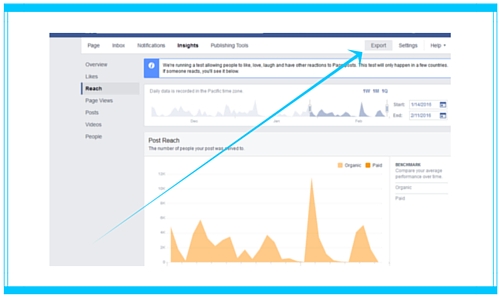how to export insights data from Facebook