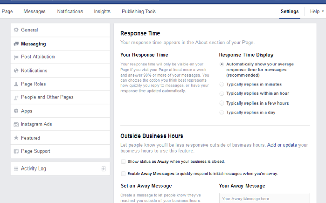 how to set up instant replies on facebook business page