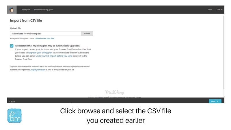 how to upload csv file to mailchimp