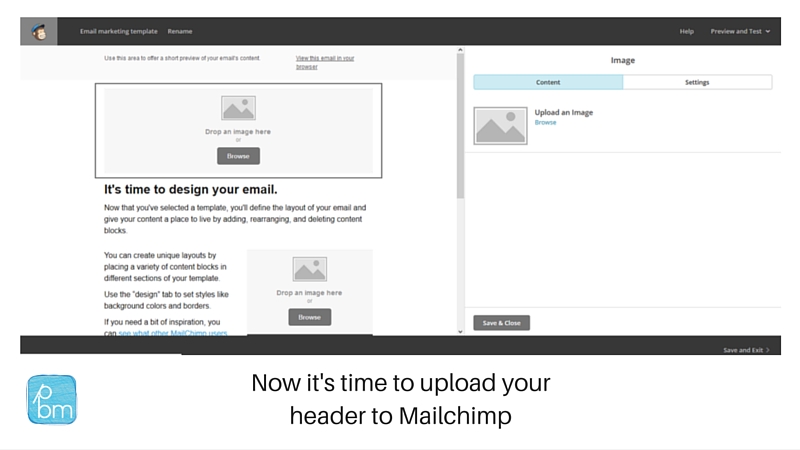 how to upload a new header in Mailchimp