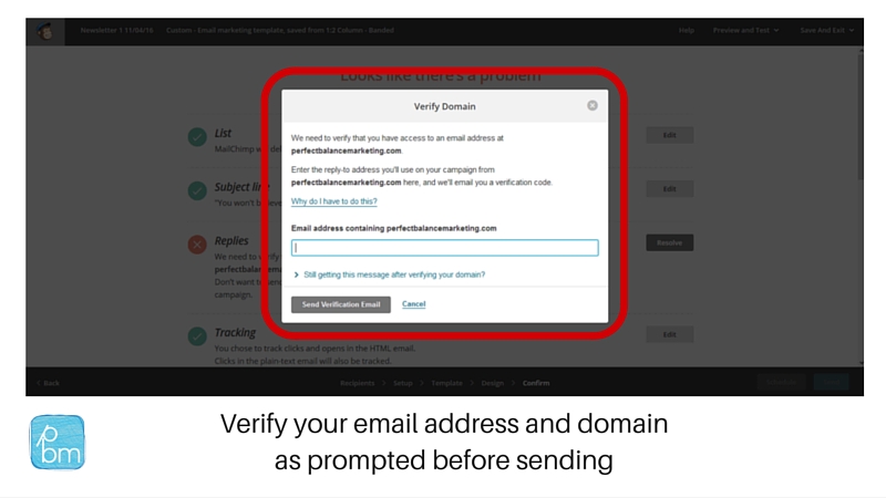 verifying your email address in Mailchimp