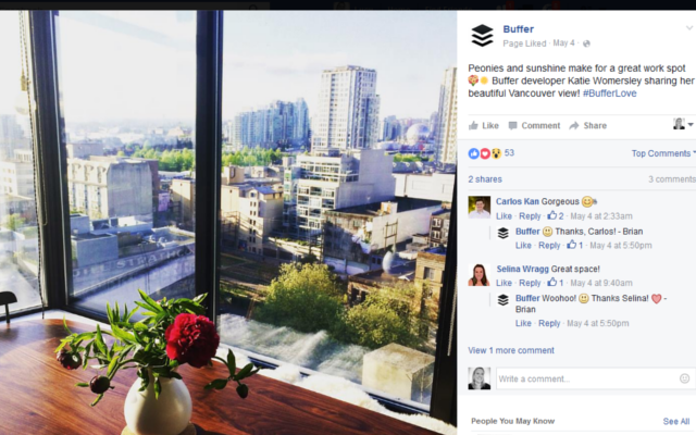 behind the scenes posts by buffer on facebook